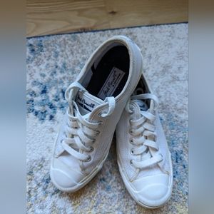 Converse Jack Purcell's, white leather lace up. Women's Size 6